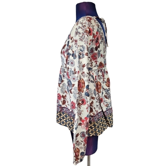 Abercrombie & Fitch Boho Floral Peasant Baby Doll Top Size Small Women's C47 - Picture 4 of 9